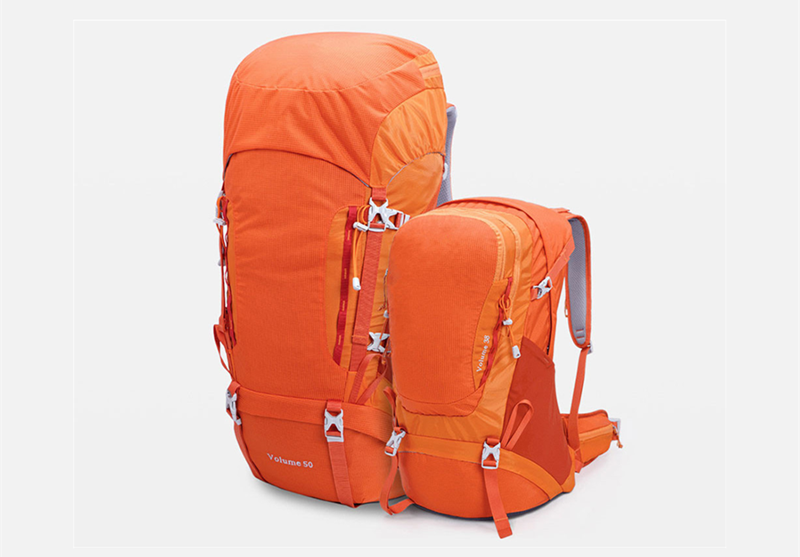 orange hiking backpack